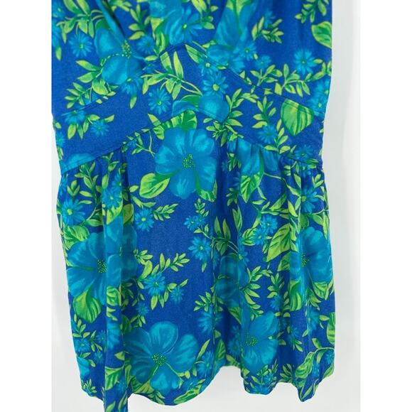 Vintage MAXINE Of HOLLYWOOD Swimsuit Womens 12 One Piece Swimdress Floral Blue - Picture 3 of 8